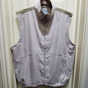 ALAN FLUSSER Golf Lightweight Zip Sleeveless Beige Vest Jacket, Large